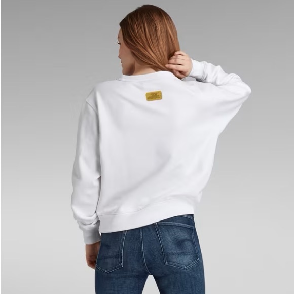 G-Star Raw Cropped Graphic Sweatshirt in White, SZ S LIKE NEW - Picture 4 of 12